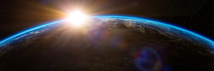 Wall Mural - sunrise over planet earth