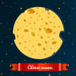 cheese moon with  red ribbon. vector