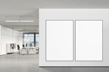 Sticker - Blank poster on the wall in modern office