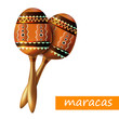 Beautiful maracas on white background. Musical instrument maracas. Mexican musical instrument. Vector illustration