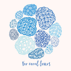 Aufkleber - Round vector print with corals