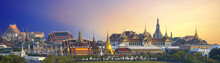 Wat Pra Kaew, Grand Palace Temple Of The Emerald Buddha Full Official Name Wat Phra Si Rattana Satsadaram Is Travel Destination In Bangkok ,Thailand On White Background.
