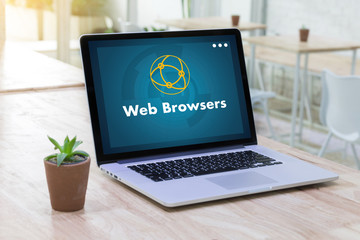 Poster - browser http man use computer Web Browsers Online Networking Connection Technology Digital
