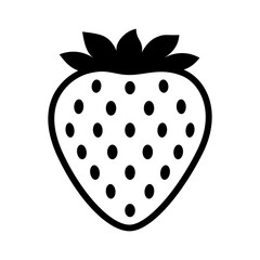 Canvas Print - Garden strawberry fruit or strawberries line art vector icon for food apps and websites
