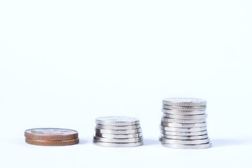 Small money - coins. Czech crown.Isolated on a clean white background