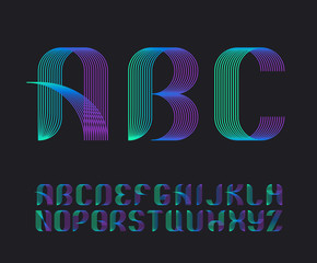 Leinwandbilder - Color vibrant gradient line geometrical latin font, bright graphical decorative colorful type.