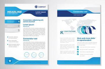 Template vector design for Brochure, Annual Report, Magazine, Poster, Corporate Presentation, Portfolio, Flyer, layout modern with  blue color size A4, Front and back, Easy to use and edit.