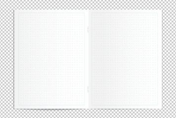 Realistic blank dotted copy book spread