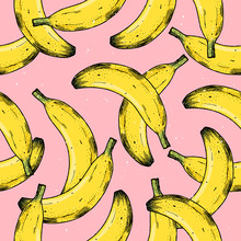 Fun Fruit Background. Banana Seamless Pattern. Vector Illustration