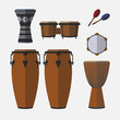Set of percussion instruments. Flat icon