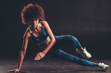 Afro American girl doing sport