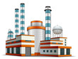 Industrial factory on a white background
