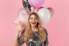 Cheerful Girl With Balloons