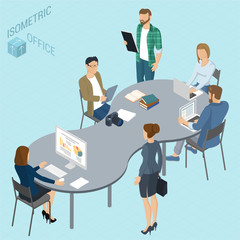 Canvas Print - Isometric vector coworking.