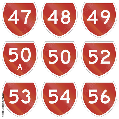 Poster Collection of state highway shields in New Zealand