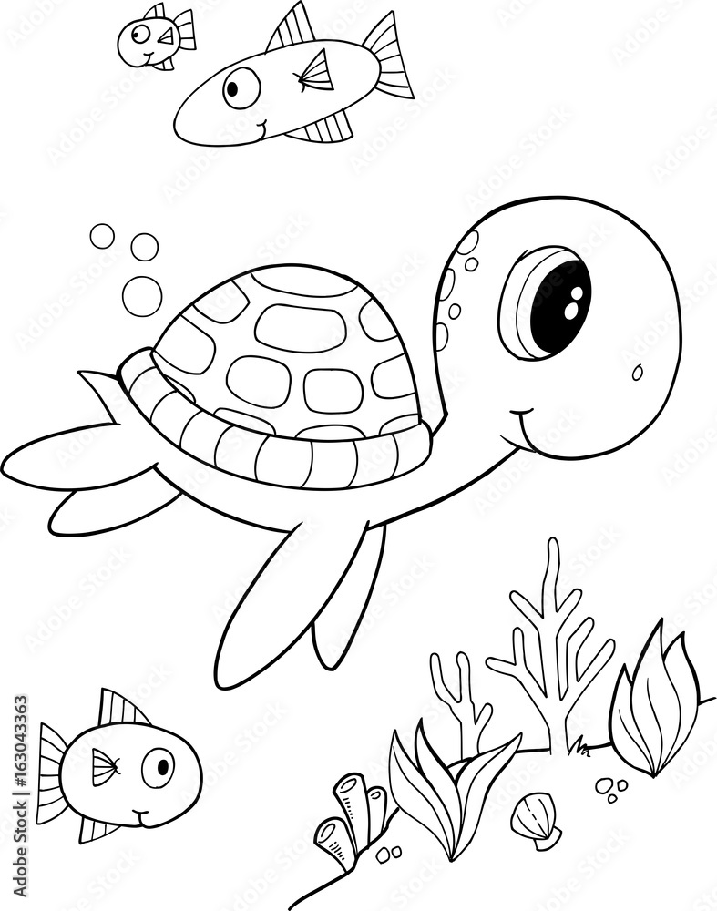 Sea Turtle Cute Pages Coloring Pages