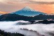 Mountain fuji with mist during dusk time,Japan