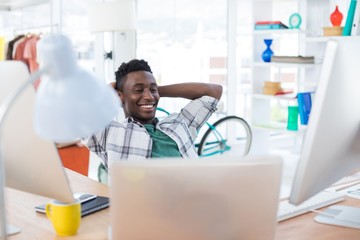 Sticker - Male executive relaxing at his desk