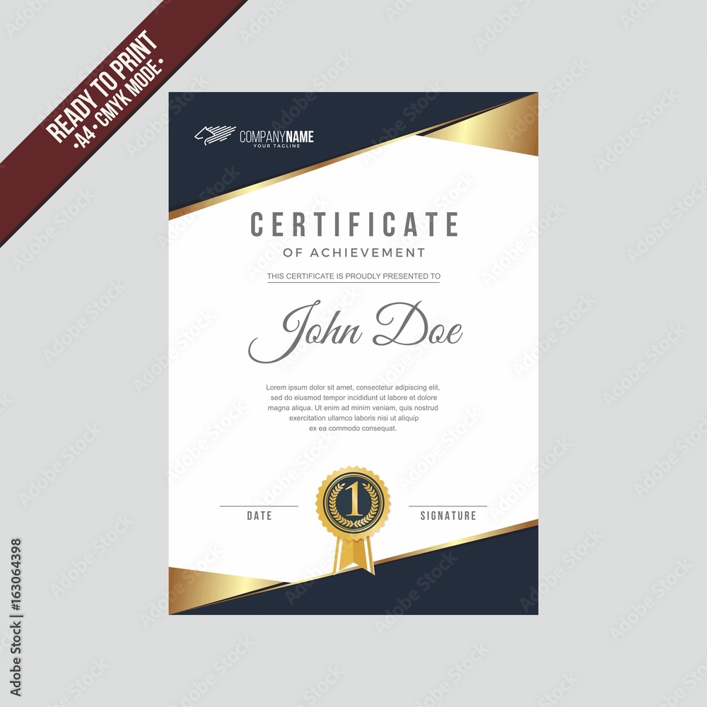 Elegant dark blue gold Certificate decorated template shapes and golden ...