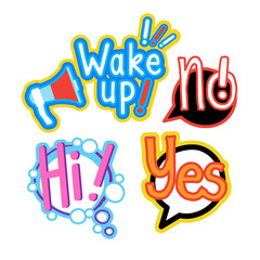 Poster - sticker set social media network message badges design collection vector illustration
