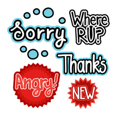 Poster - sticker set social media network message badges design collection vector illustration