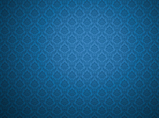 Wall Mural - blue damask pattern background