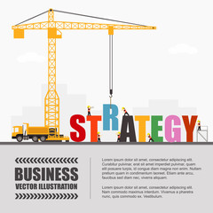 Crane and strategy building. Infographic Template. Vector Illustration.