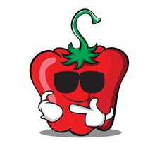 Super Cool Red Pepper Character Cartoon