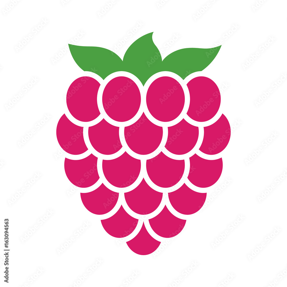 Raspberry fruit or raspberries flat color vector icon for food apps and ...