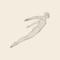 Wall Mural - man is posing and dancing. silhouette of a dancer. a dancer performs acrobatic elements. 3d model of