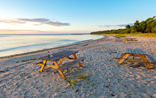 Sunrise At A Public Beach Of Jurmala - Famous International Resort In Latvia, Europe
