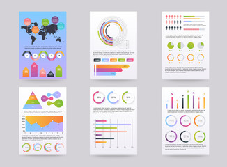 Poster - set of brohucres with infographic elements in modern flat style. business banner. use in website, fl