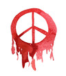 © tina bits - Bright red bleeding peace sign painted in watercolor on clean white background