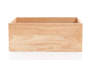 Wooden box on white background