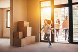 Fototapeta  - Family moving in new house