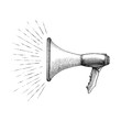 © channarongsds - Megaphone with message hand drawing vintage style