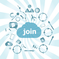 Poster - Text Join. Finance concept . Set of web icons for business, finance and communication