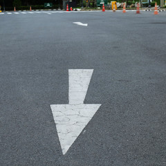 One way traffic sign on the road