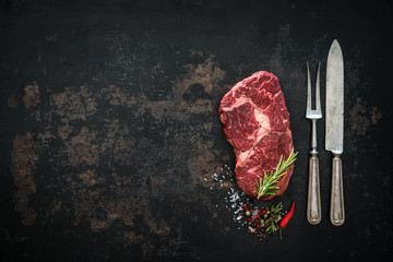 Wall Mural - Raw dry aged beef ribeye steak