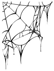 Wall Mural - black torn spider web on white background