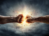 Fototapeta  - Conflict Concept - Two Fist In Impact