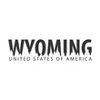 Wyoming. USA. United States of America. Text or labels with silhouette of forest.