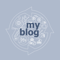 Poster - text my blog. information concept . icon and button set