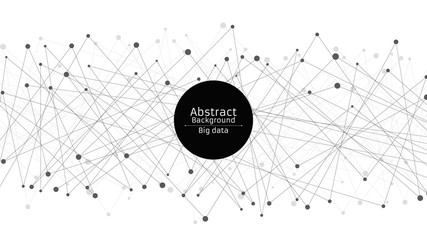 Poster - abstract futuristic background. connection of lines and dots in black. white background. black web. 