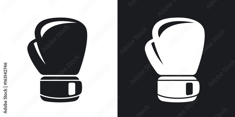 Vector boxing glove icon. Two-tone version on black and white ...