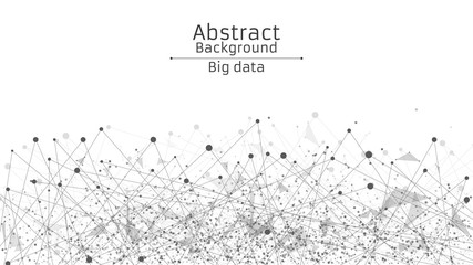 Poster - abstract futuristic background. connection of lines and dots in black. white background. black, netw