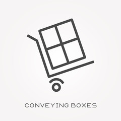 Wall Mural - Line icon conveying boxes