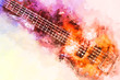 © Watercolor_Concept - Abstract colorful playing guitar on watercolor illustration painting background, Digital watercolor painting