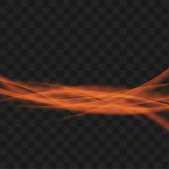 Wall Mural - bright orange transparent abstract light swoosh. vivid graphic speed futuristic border wave