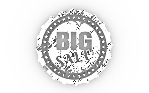 Stamp icon. Graphic design elements. 3D rendering. Big sale text.